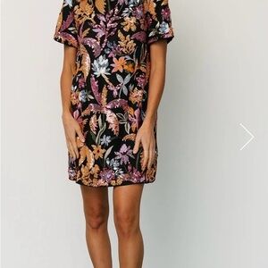 Baltic Born Black Floral Mini Dress
